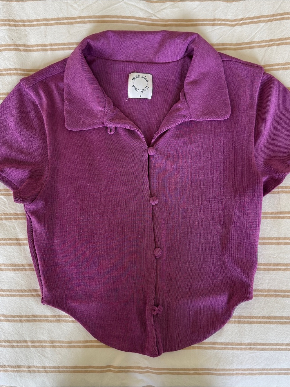 With Jean Purple Button-Front Knit Top